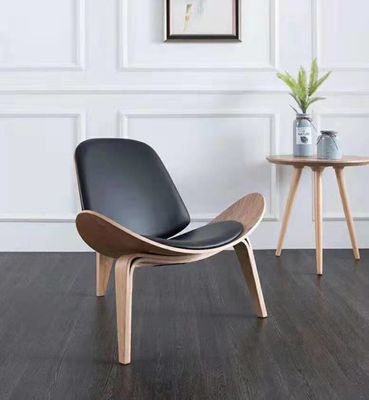 Hotel Leisure Bentwood Lounge Chair Lobby Fabric Leather Wooden Shell Chair