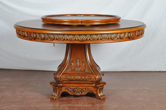 7pcs Durable French Round Dining Table And Chairs Solid Wood Vintage Diner Furniture