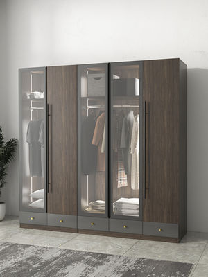 5 Star Hotel Melamine Wood Furniture Simple Sliding Wardrobe With Transparent Doors