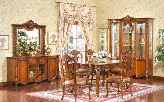 Villa European Style Dining Room Furniture Solid Wood Table And Chair Set