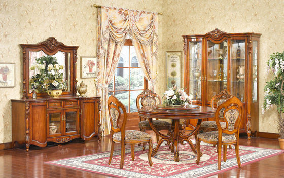 Villa European Style Dining Room Furniture Solid Wood Table And Chair Set