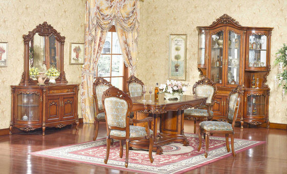 Villa European Style Dining Room Furniture Solid Wood Table And Chair Set